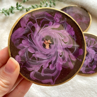 Black & Purple Flower Resin Coaster thumbnail