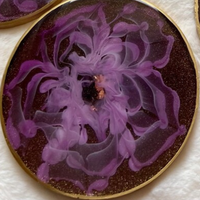 Black & Purple Flower Resin Coaster thumbnail