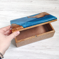 BOHO Wooden Jewelry Box With Epoxy Top thumbnail