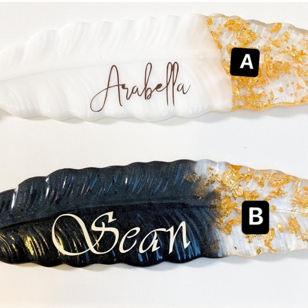 Personalized Resin Feather Bookmarks