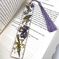 Handmade Resin Bookmark with Purple Pressed, Dried Flowers thumbnail