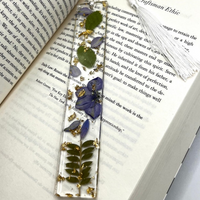 Handmade Resin Bookmark with Purple Pressed, Dried Flowers thumbnail