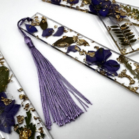 Handmade Resin Bookmark with Purple Pressed, Dried Flowers thumbnail