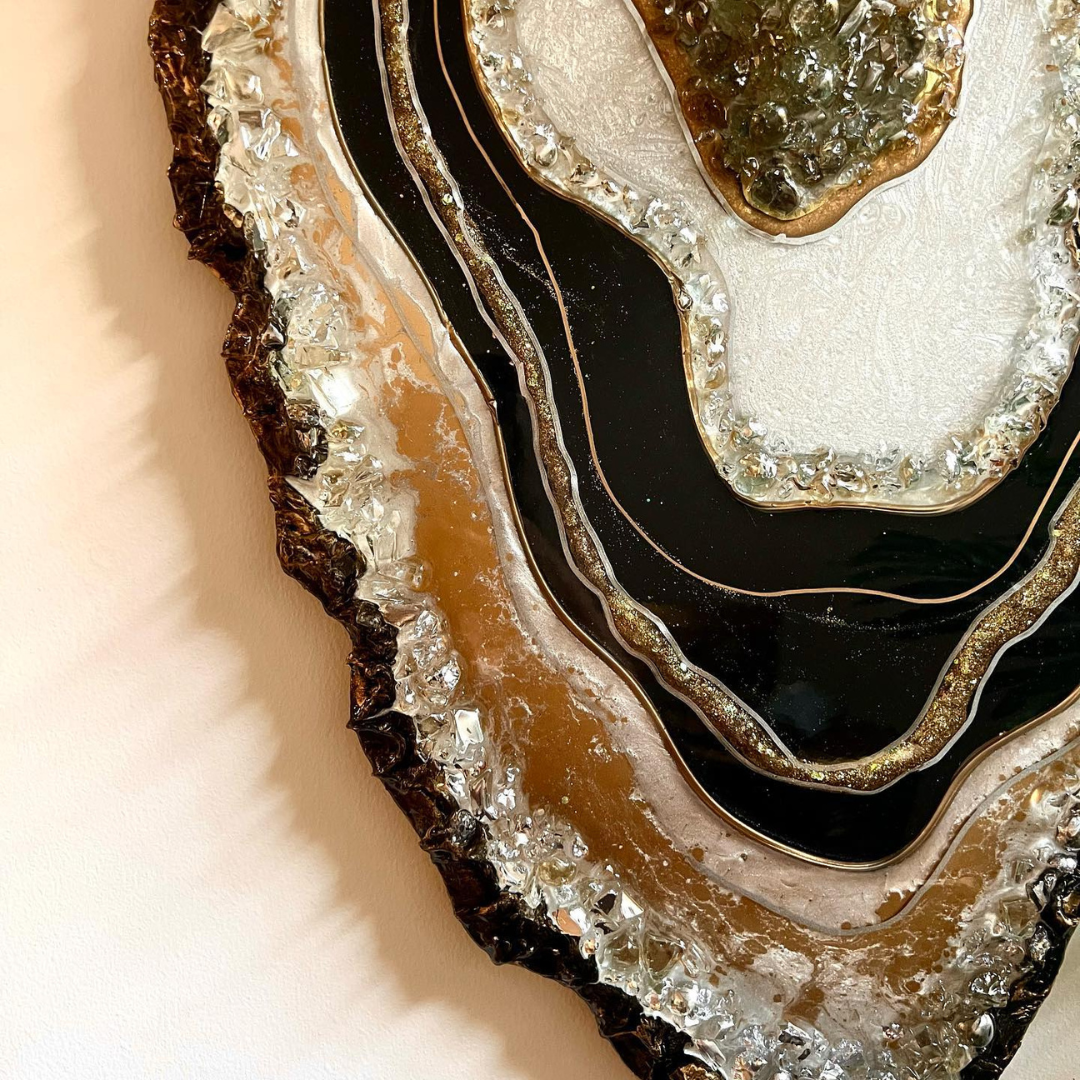 Black And White Resin Geode Painting