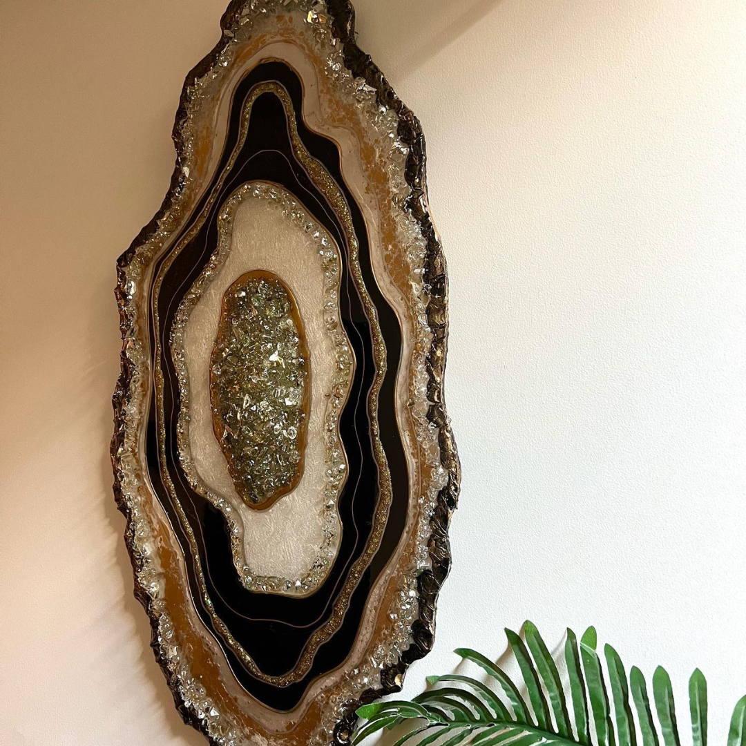 Black And White Resin Geode Painting