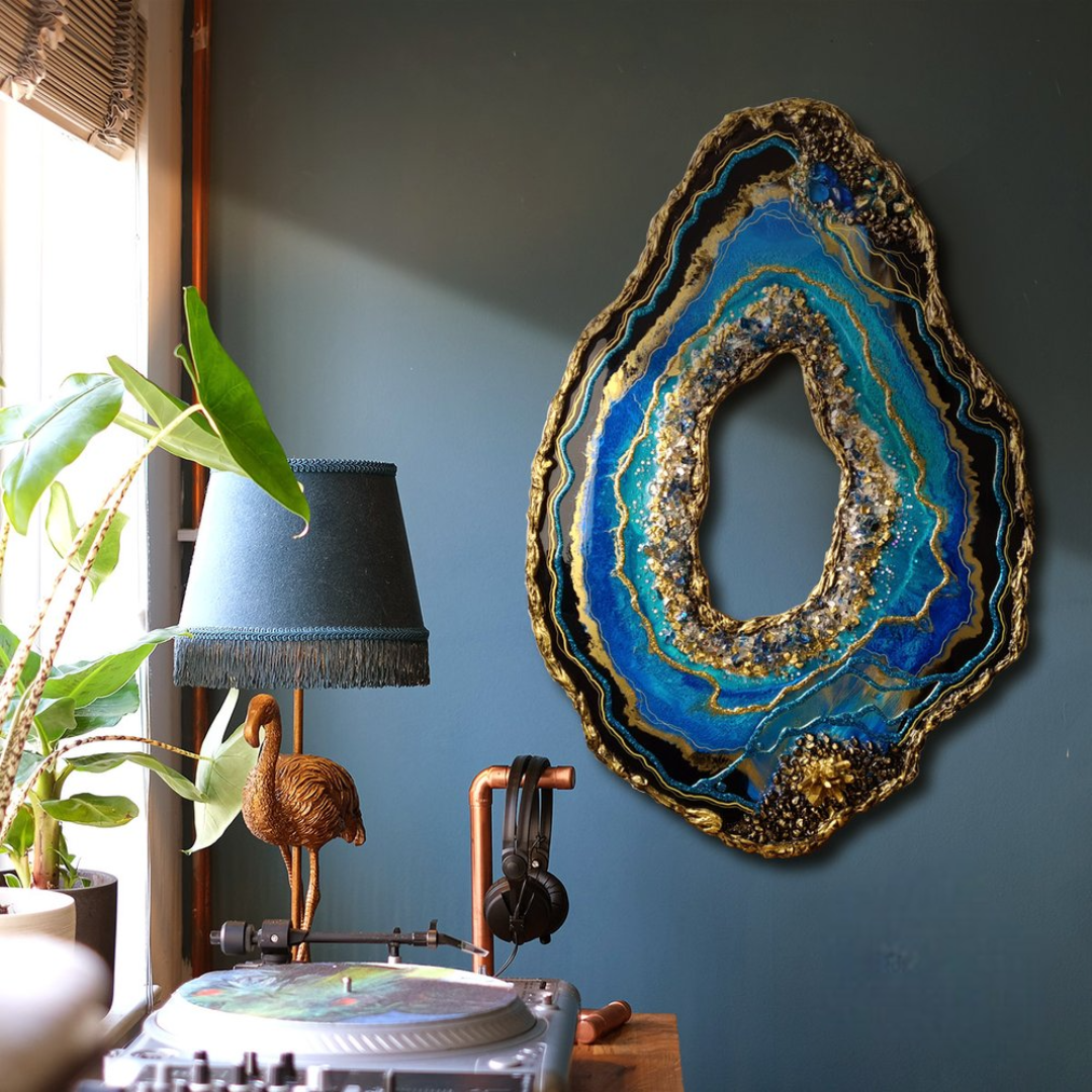 Blue Epoxy GEODE Art