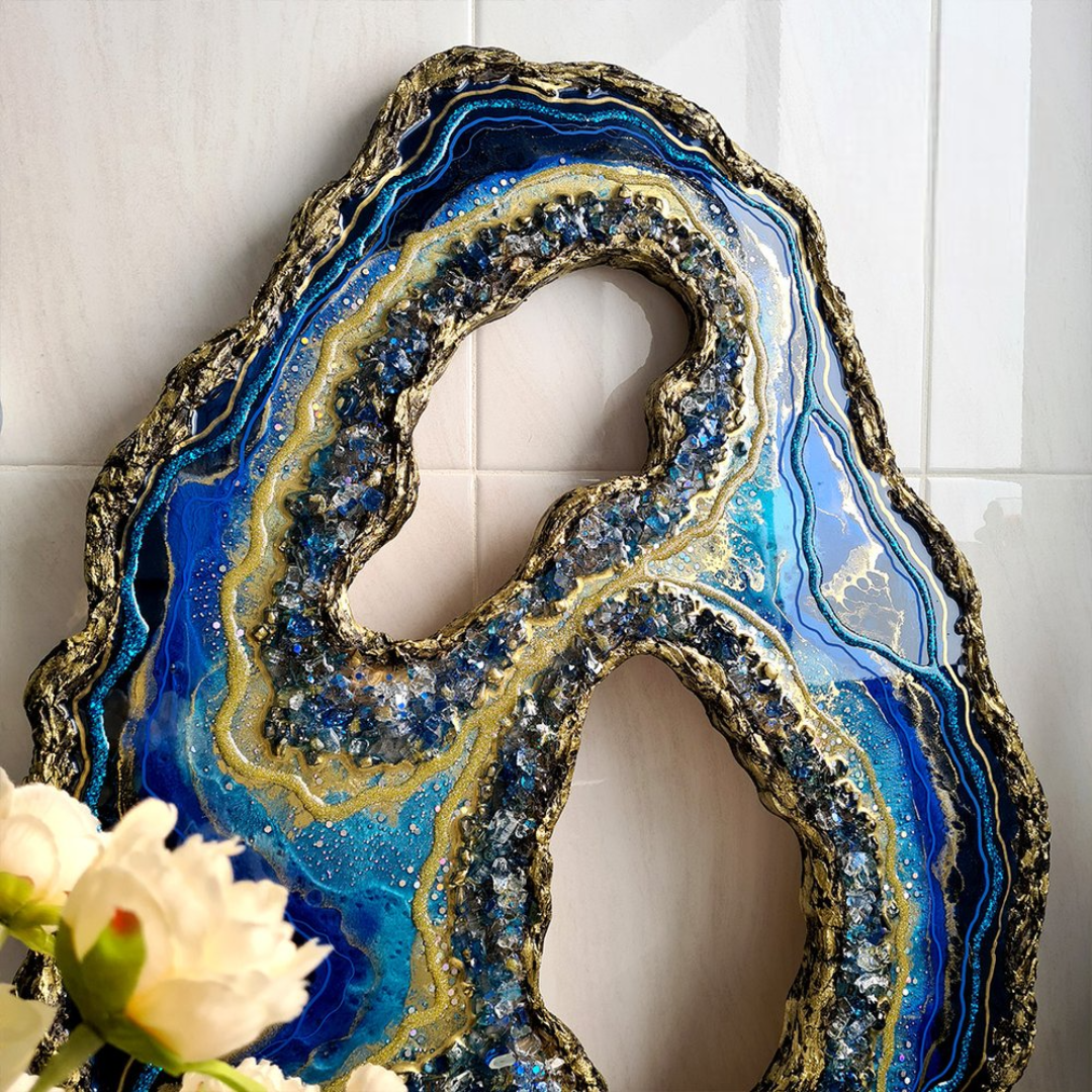 Blue Epoxy GEODE Art