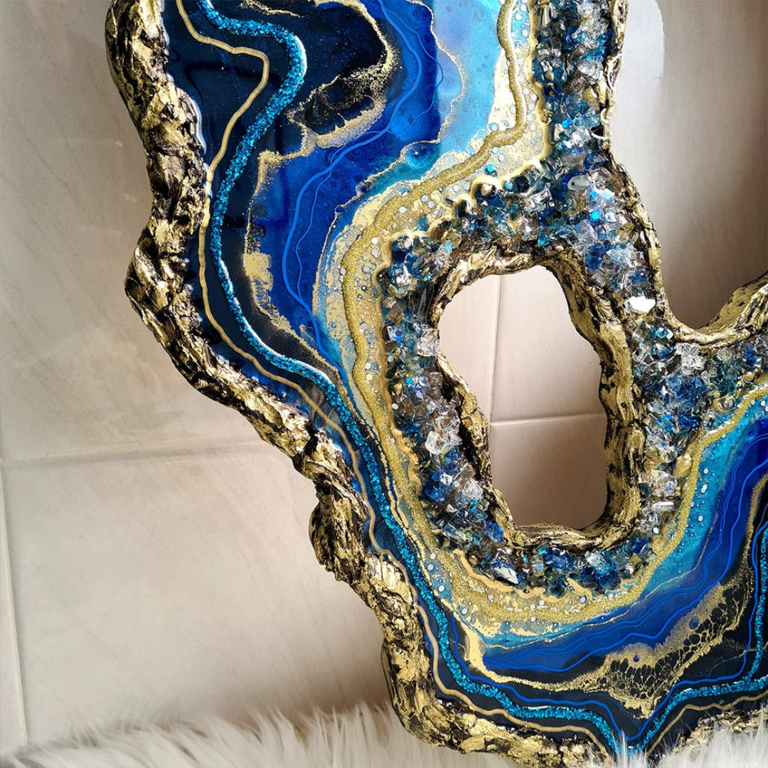 Blue Epoxy GEODE Art