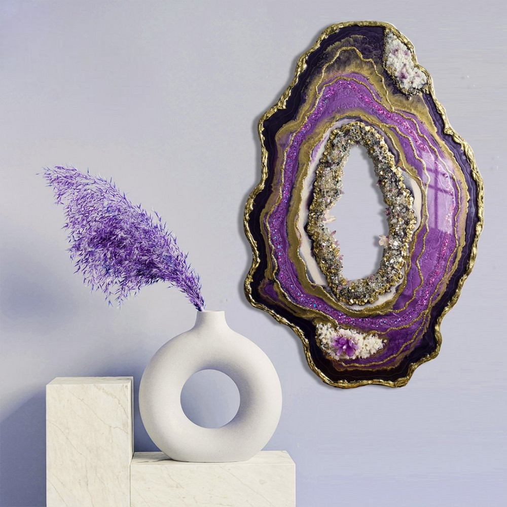 Purple Epoxy Geode Wall Decor