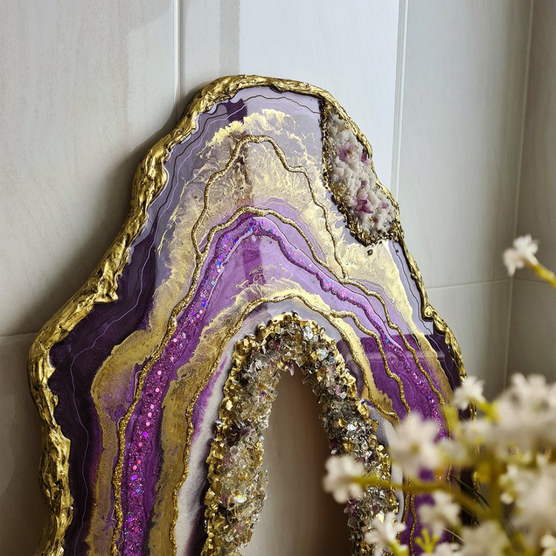Purple Epoxy Geode Wall Decor