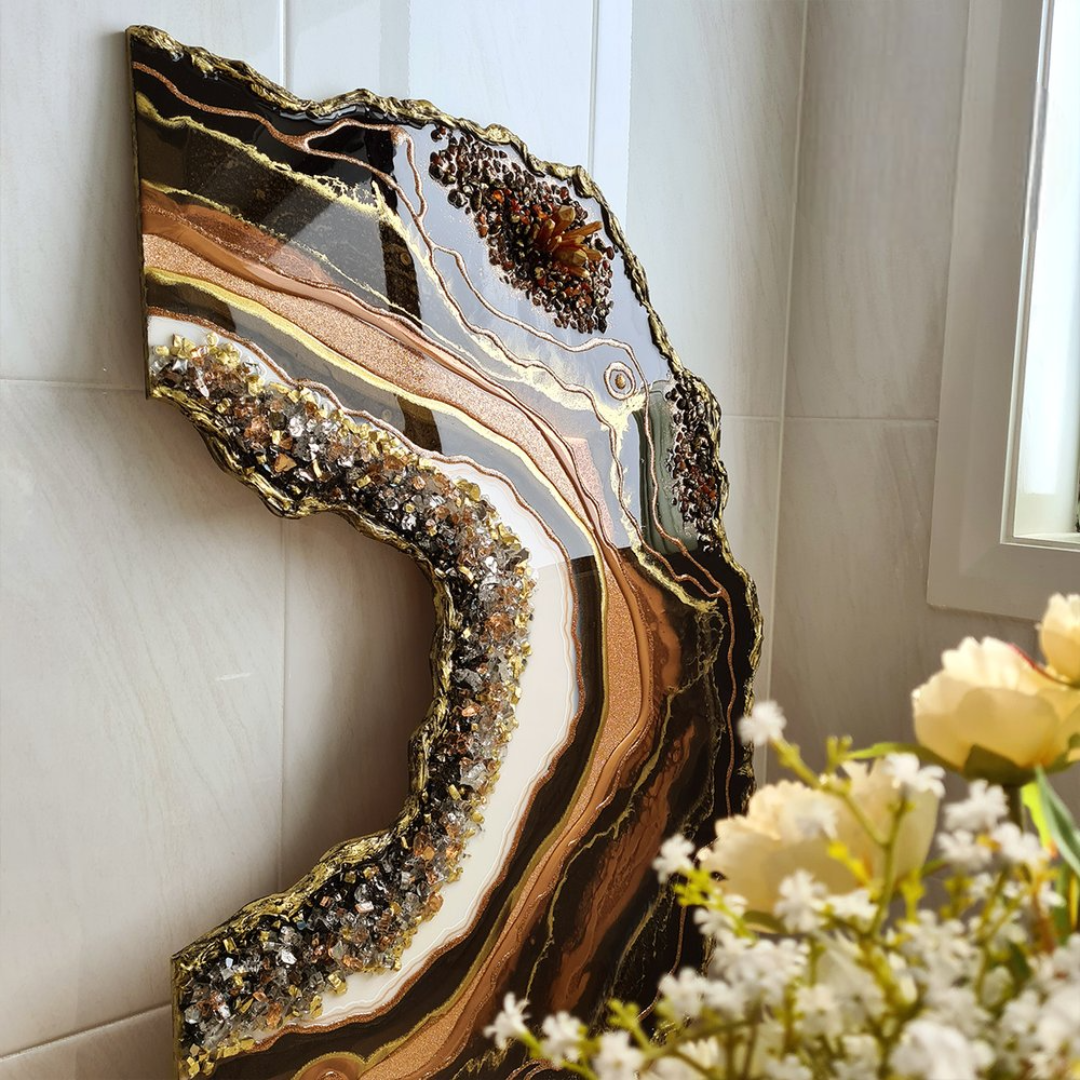 Black/Brown Epoxy Geode Wall Decor