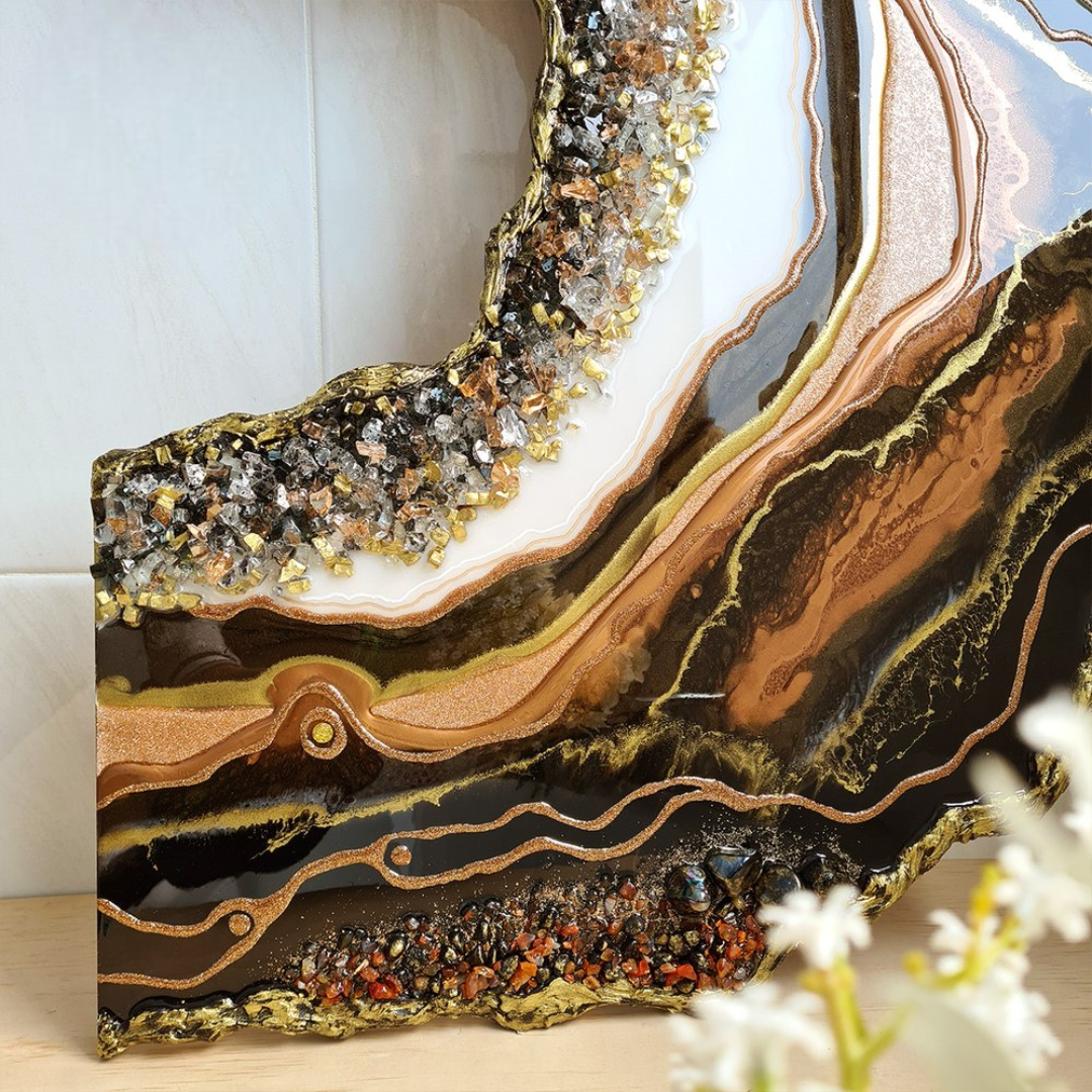 Black/Brown Epoxy Geode Wall Decor