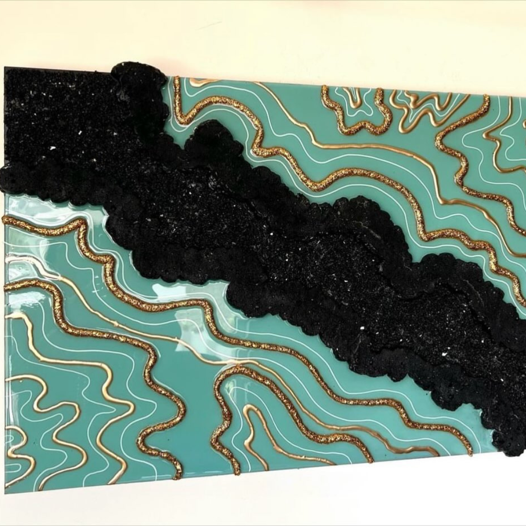 Black/Green Epoxy Geode Wall Decor