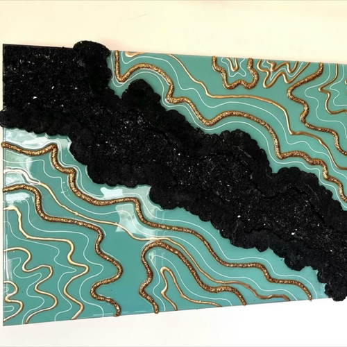 Black/Green Epoxy Geode Wall Decor