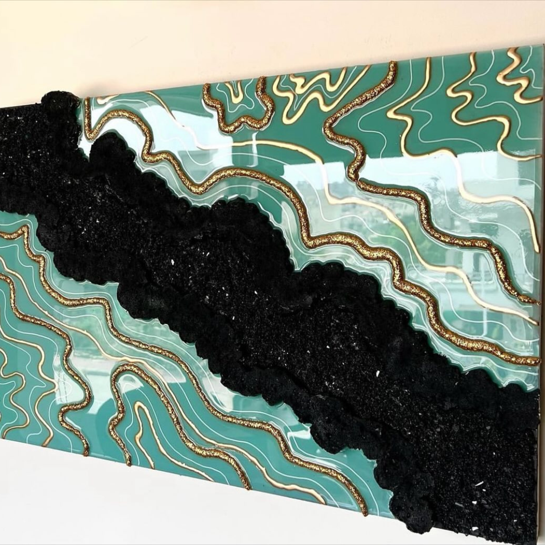 Black/Green Epoxy Geode Wall Decor