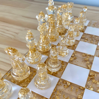 Gold and White Epoxy Chess Set thumbnail