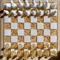 Gold and White Epoxy Chess Set thumbnail