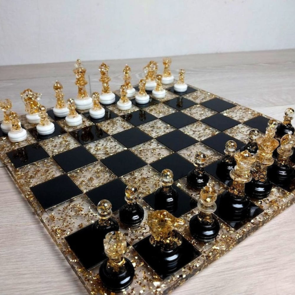 Black and Gold Epoxy Chess Set
