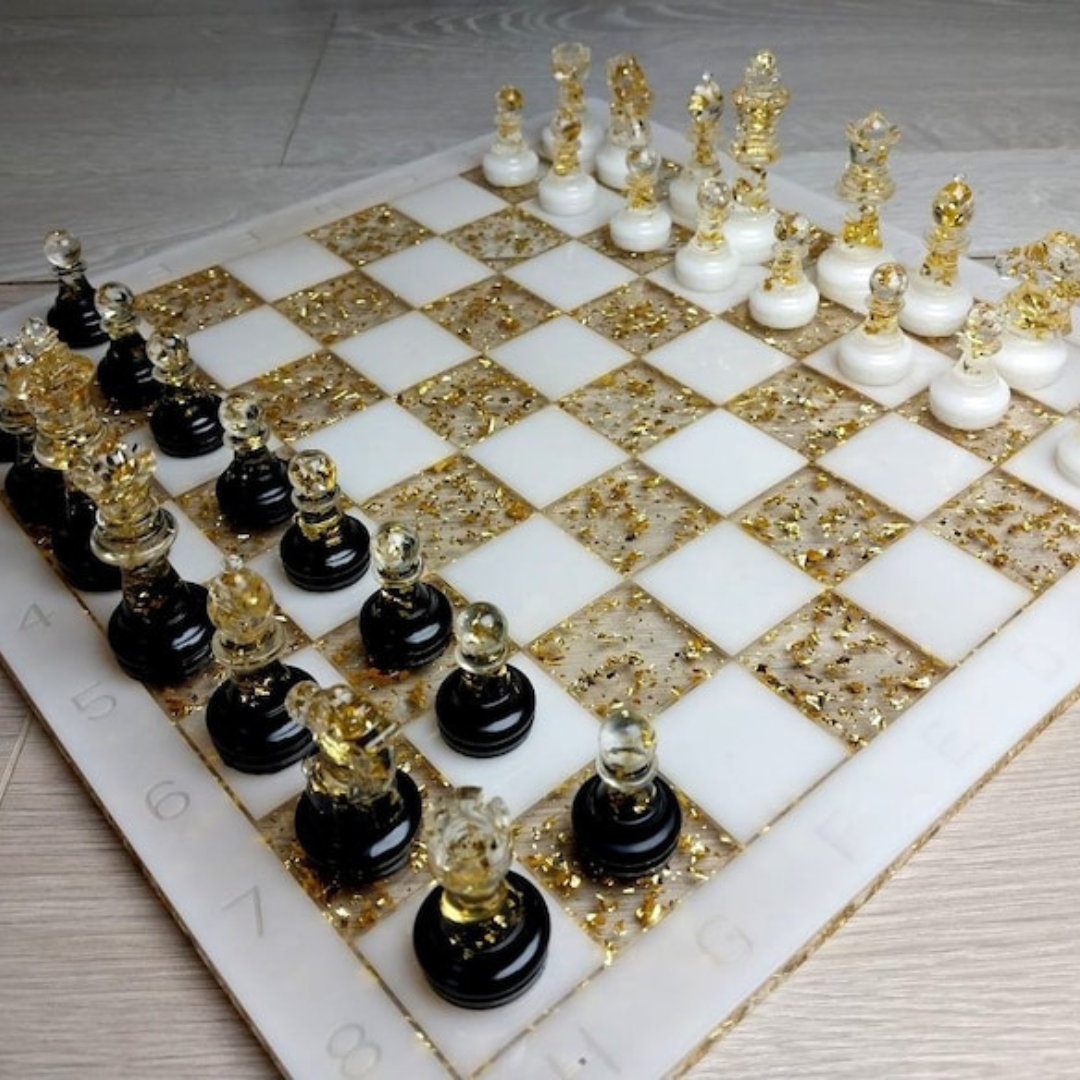 Black and Gold Epoxy Chess Set