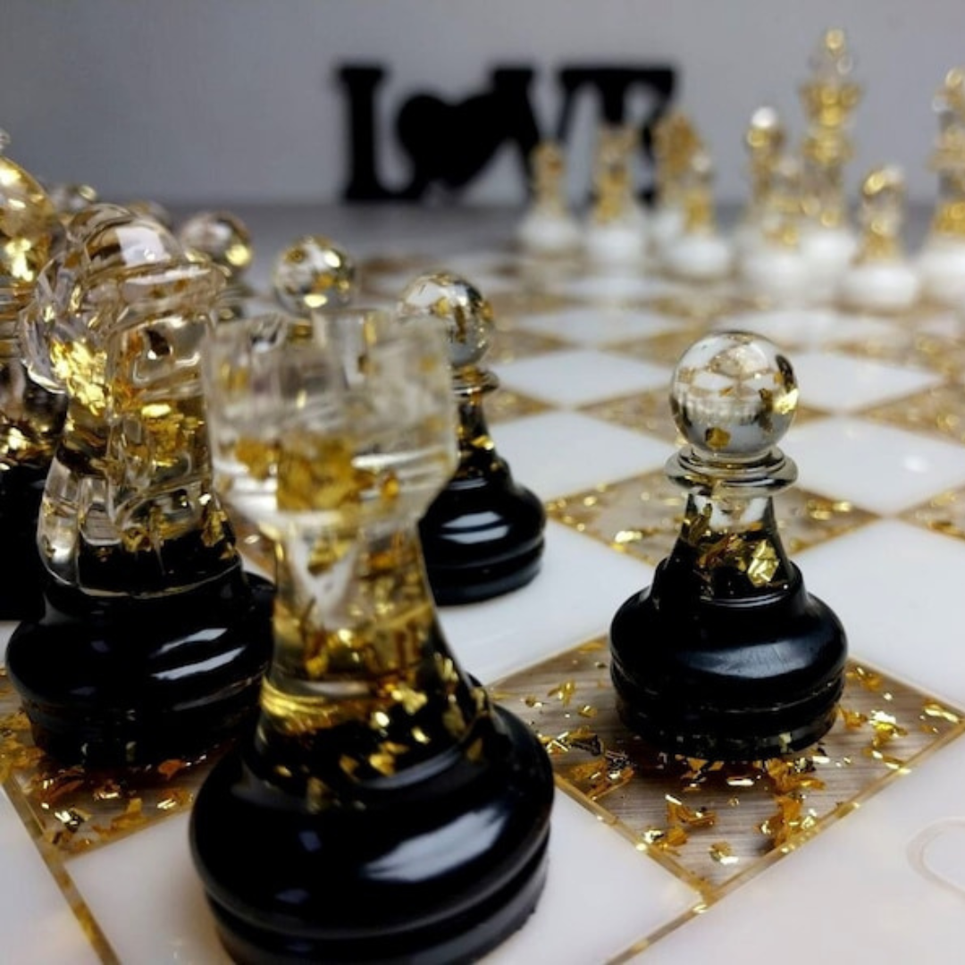 Black and Gold Epoxy Chess Set
