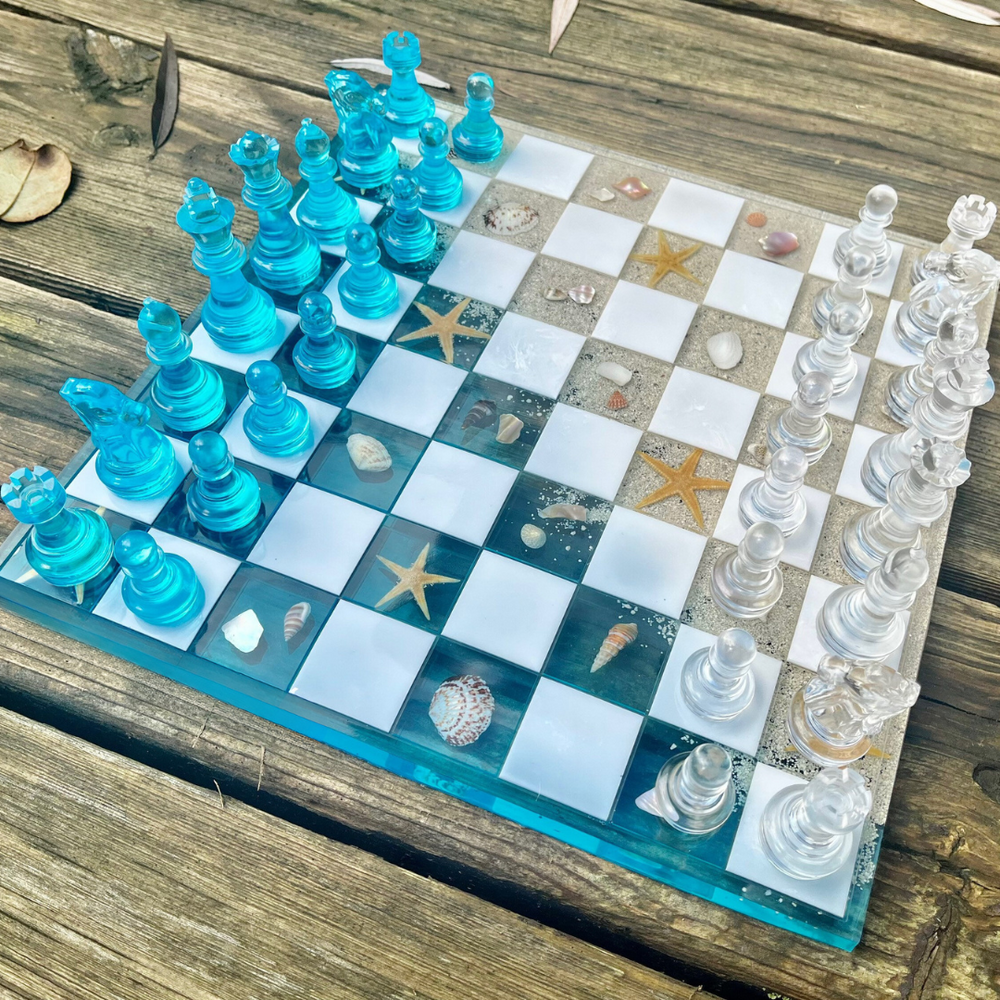 Ocean Epoxy Resin Chess Set