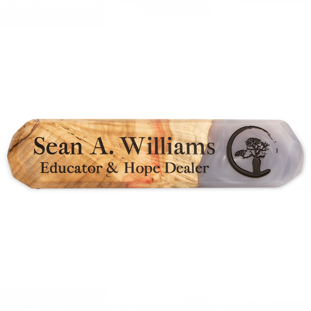 Epoxy Wooden name sign for desk