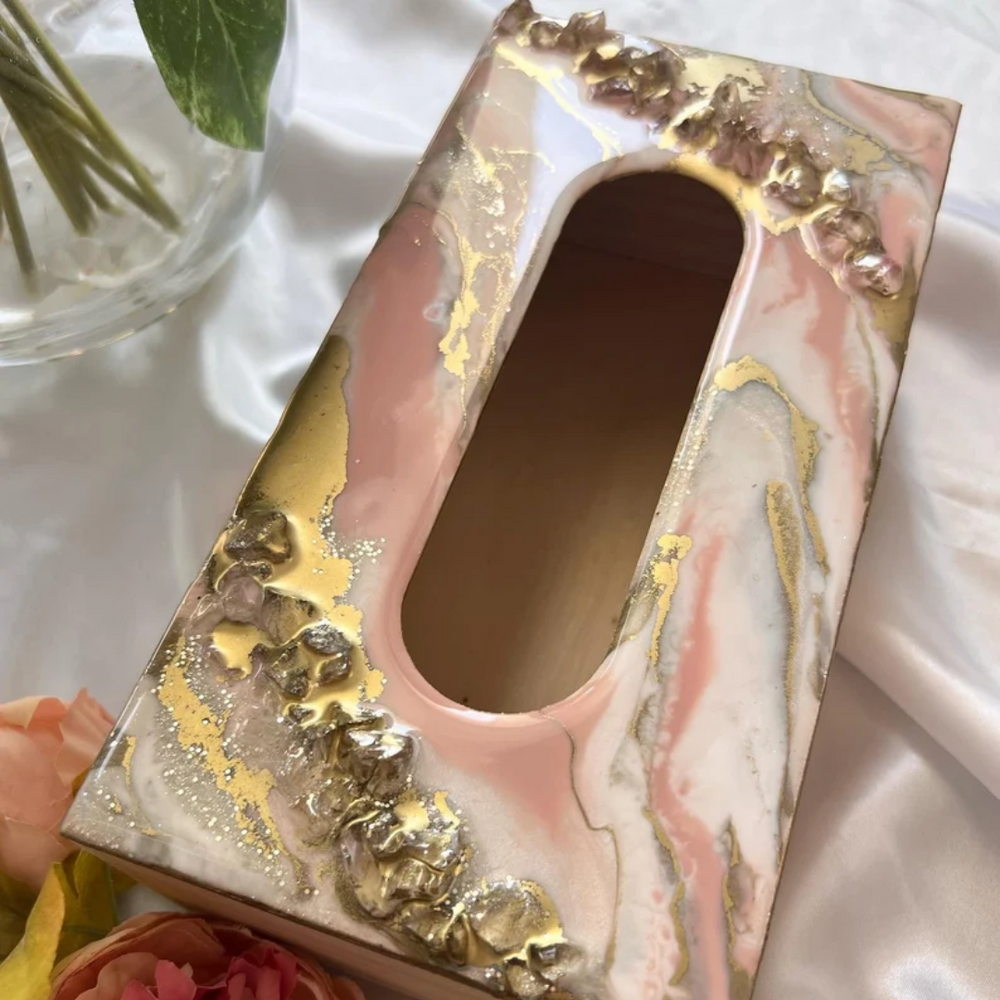 Custom Geode Epoxy Tissue Box