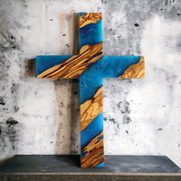 Olive Wood & Resin Wall Cross Art thumbnail