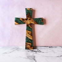 Olive Wood & Resin Wall Cross Art thumbnail