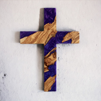 Olive Wood & Resin Wall Cross Art thumbnail