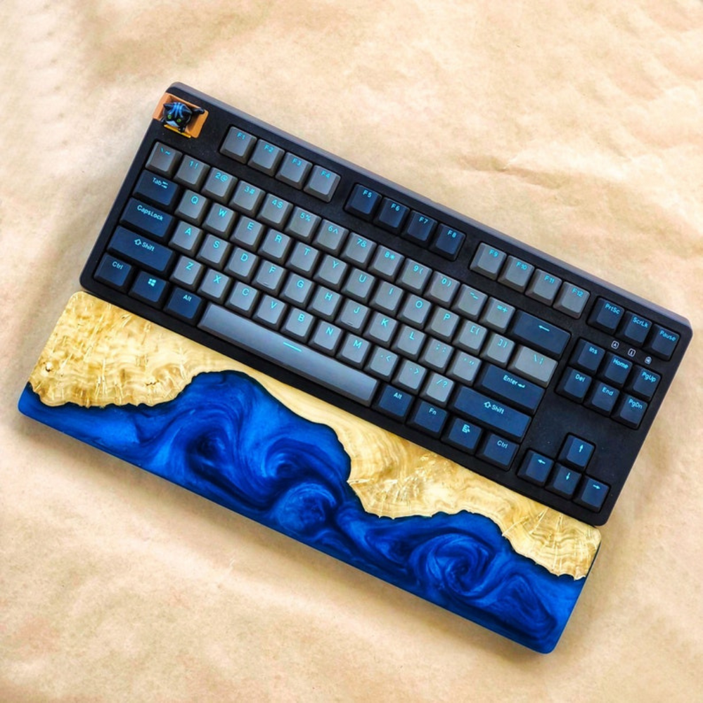Blue Wood Epoxy Wrist Rest