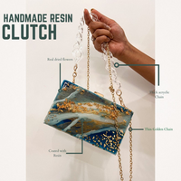Handcrafted Blue Ocean Resin Clutch thumbnail