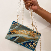 Handcrafted Blue Ocean Resin Clutch thumbnail