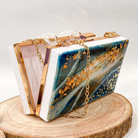 Handcrafted Blue Ocean Resin Clutch thumbnail