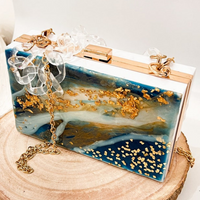 Handcrafted Blue Ocean Resin Clutch thumbnail
