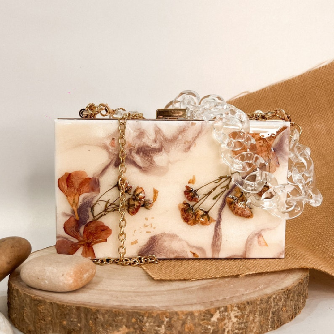 Unique Versatile White Resin Handmade Clutch