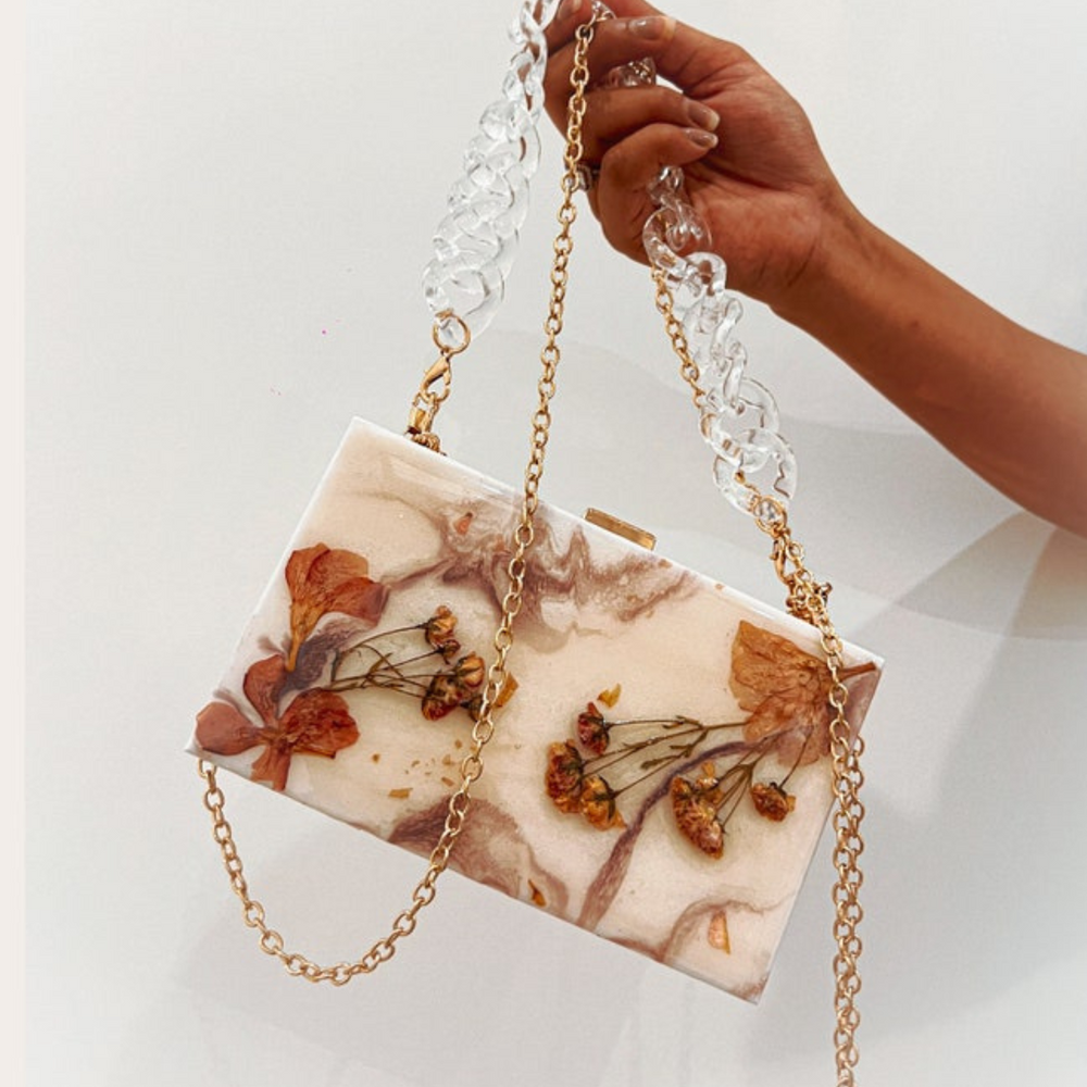 Unique Versatile White Resin Handmade Clutch