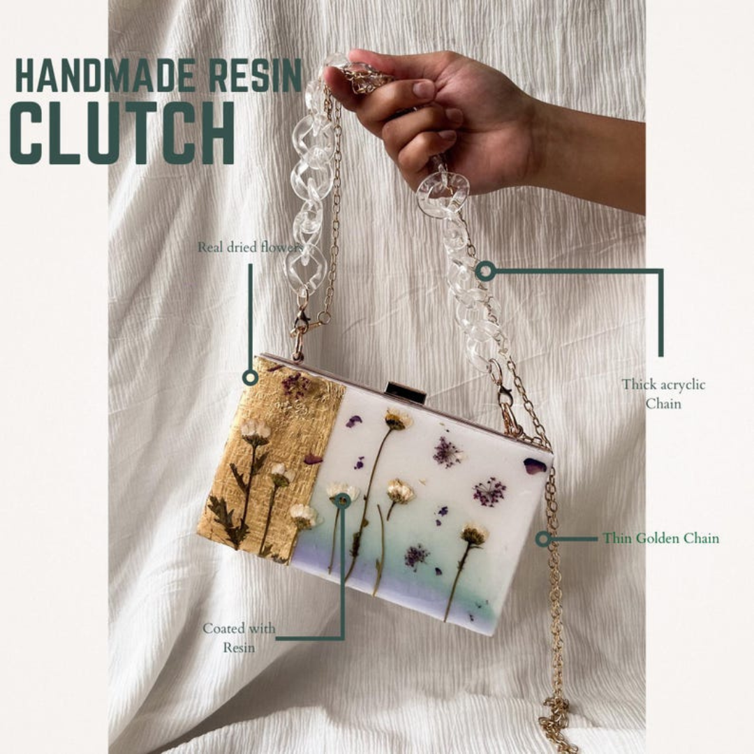 Garden Theme Floral Resin Clutch