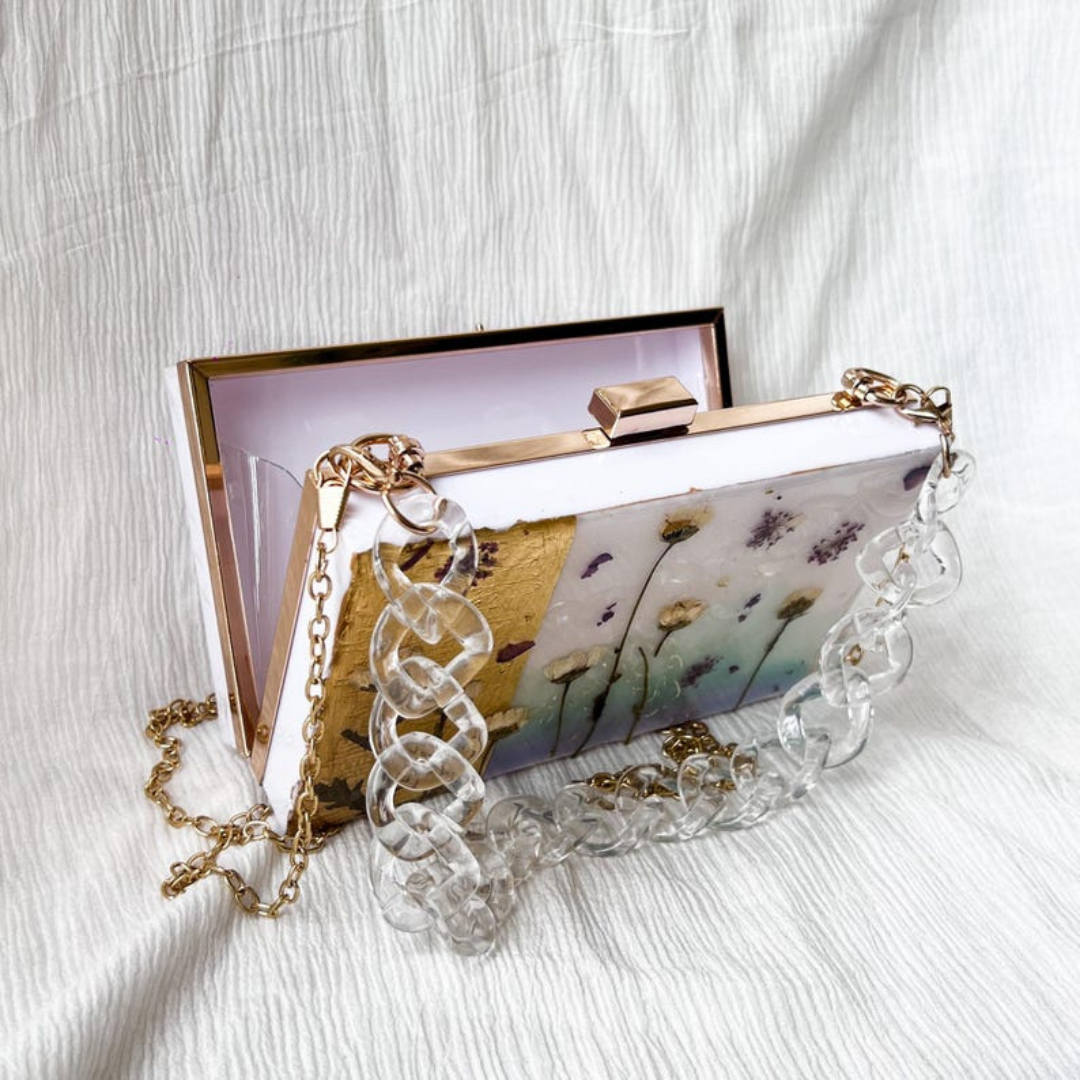 Garden Theme Floral Resin Clutch