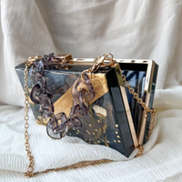 Black Handmade Floral Clutch thumbnail