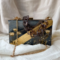 Black Handmade Floral Clutch thumbnail