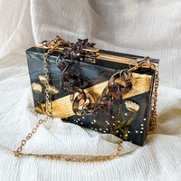 Black Handmade Floral Clutch thumbnail