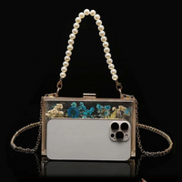 Floral Pearl Chain Epoxy Clutch thumbnail