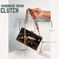 Statement Black Epoxy Clutches with Real Dried Flowers thumbnail