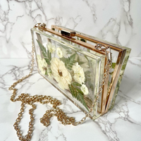 Floral Fusion Clear Epoxy Resin Clutch thumbnail