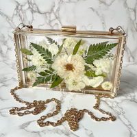 Floral Fusion Clear Epoxy Resin Clutch thumbnail