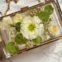 Floral Fusion Clear Epoxy Resin Clutch thumbnail