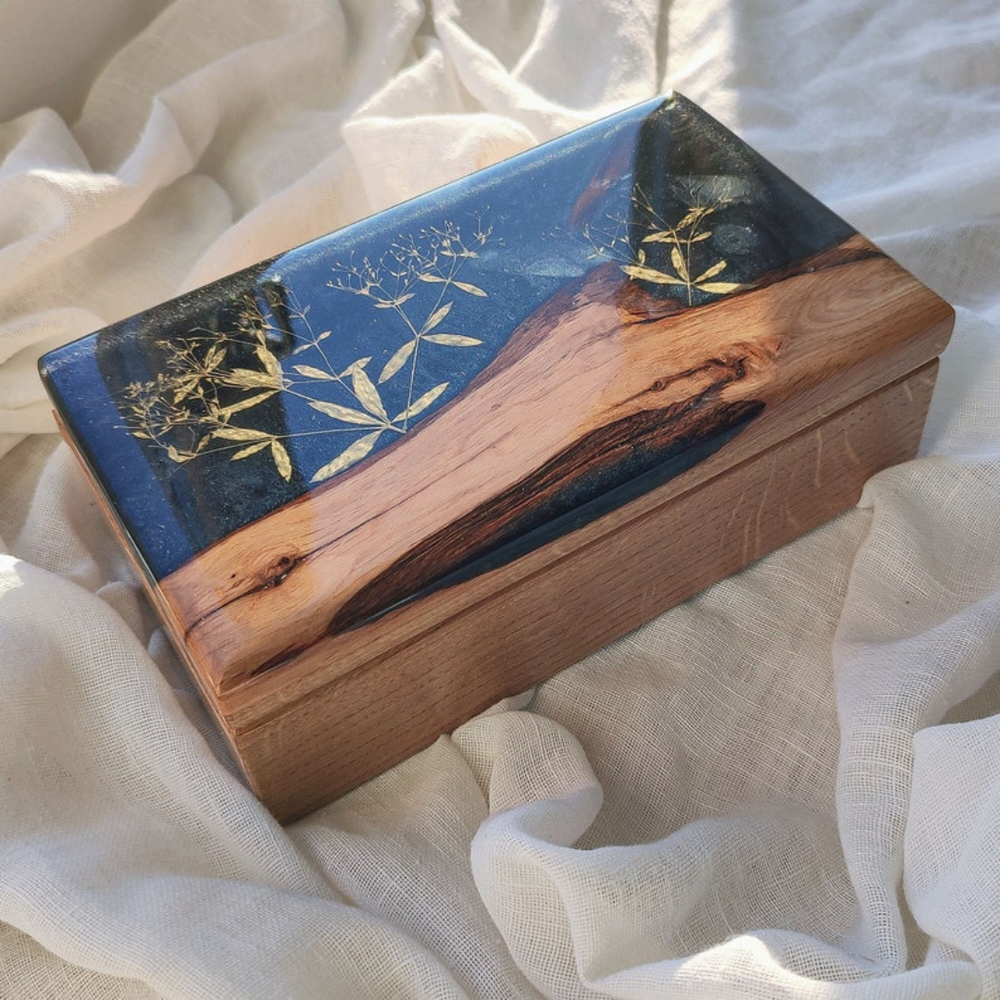 Handmade Epoxy Resin and Wood Jewelry Box