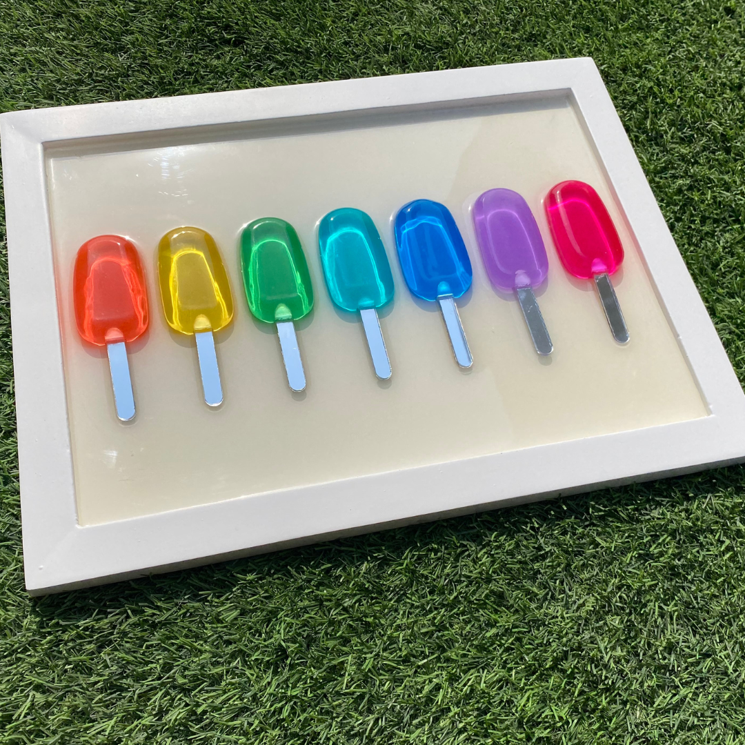 Epoxy Rainbow Popsicle Frame