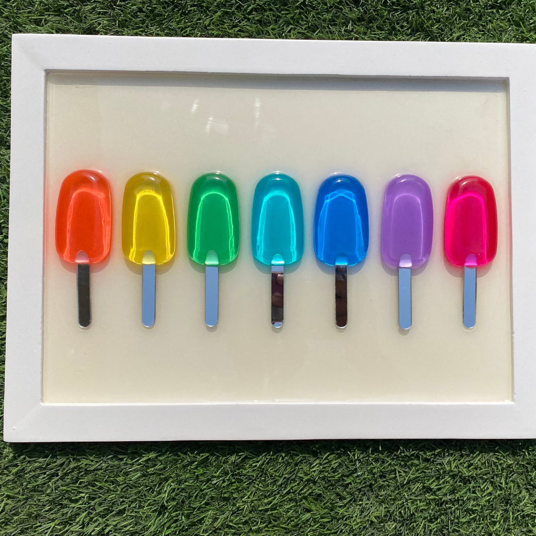 Epoxy Rainbow Popsicle Frame